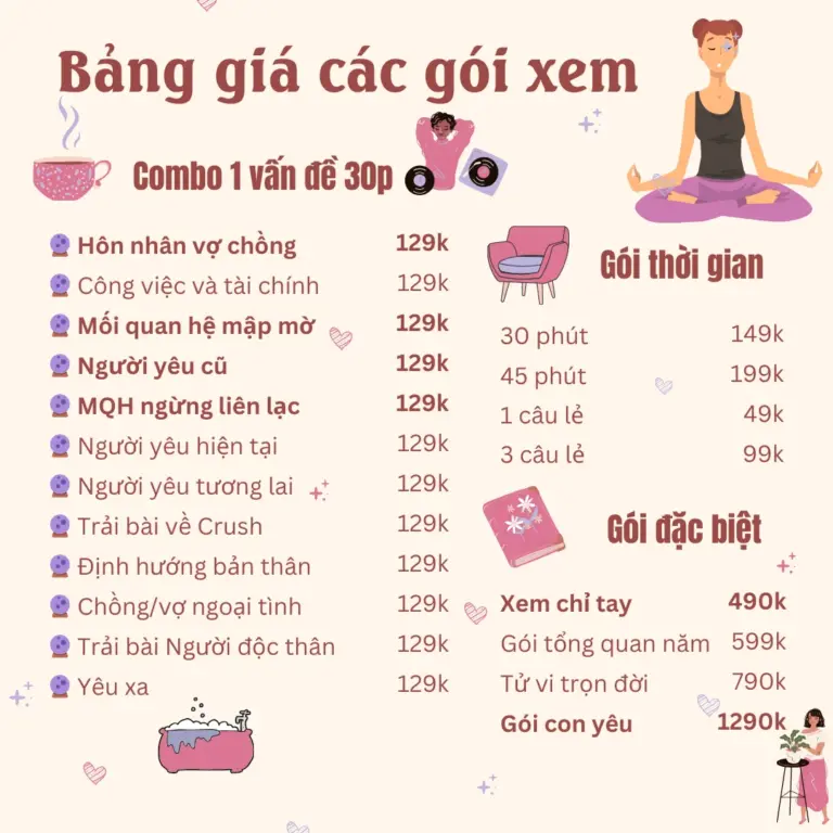 Bảng giá xem Tarot online – Gói 1 câu, 3 câu, 30 phút và chuyên sâu